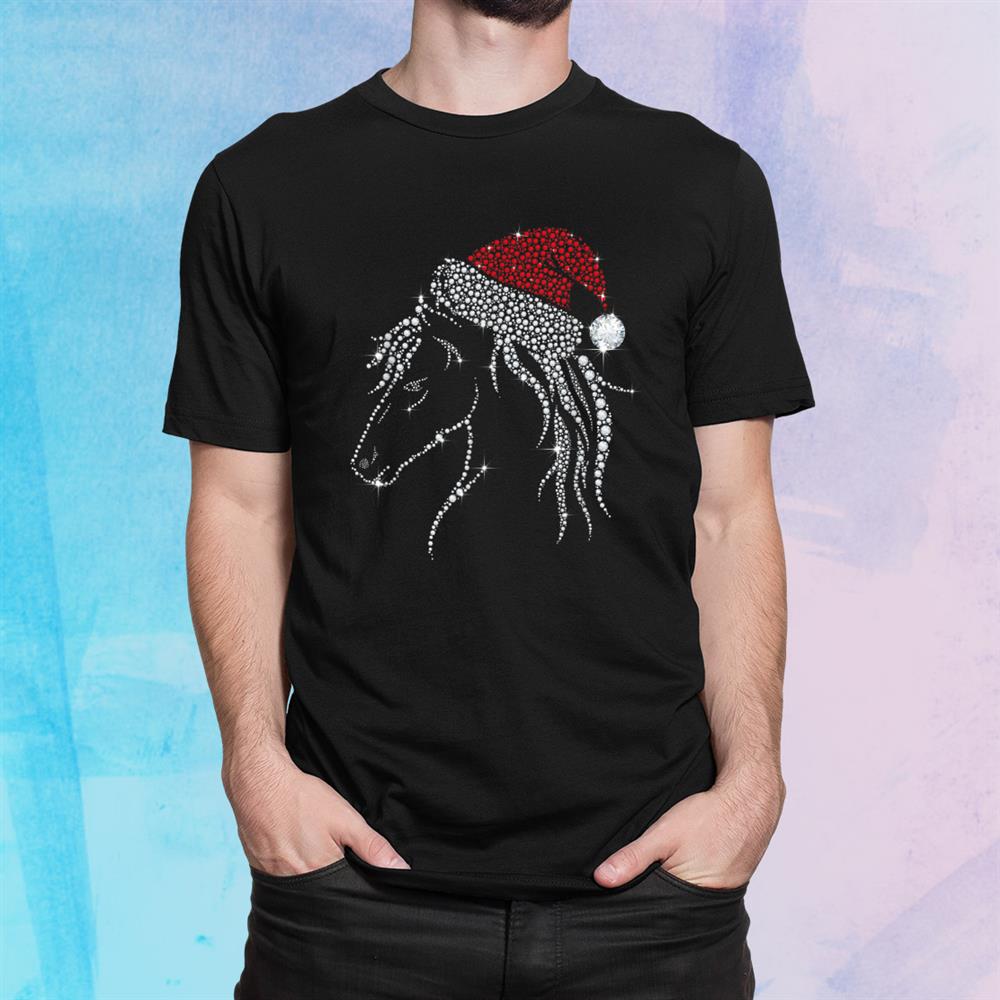 Horse Diamond With Santa Hat Christmas Pajama Xmas Idea Shirt Horse Diamond With Santa Hat Christmas Pajama Xmas Idea Shirt