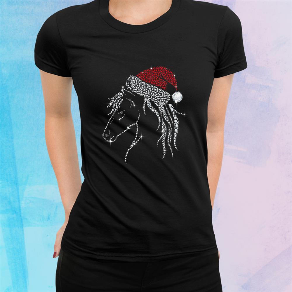 Horse Diamond With Santa Hat Christmas Pajama Xmas Idea Shirt Horse Diamond With Santa Hat Christmas Pajama Xmas Idea Shirt