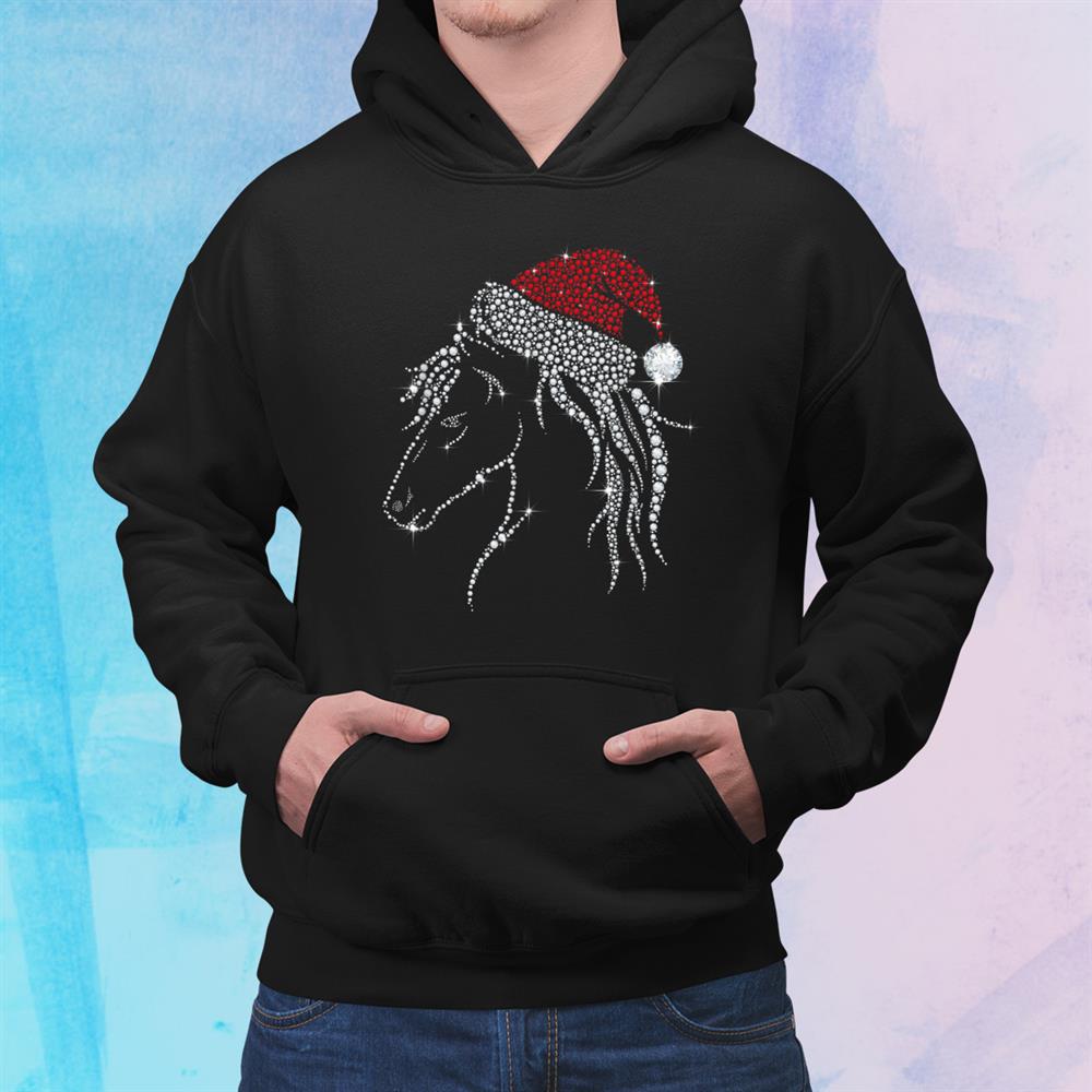 Horse Diamond With Santa Hat Christmas Pajama Xmas Idea Shirt Horse Diamond With Santa Hat Christmas Pajama Xmas Idea Shirt
