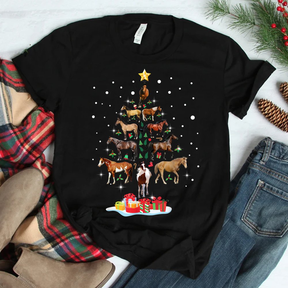 Horse Tree Christmas Horses Xmas Shirt Horse Tree Christmas Horses Xmas Shirt