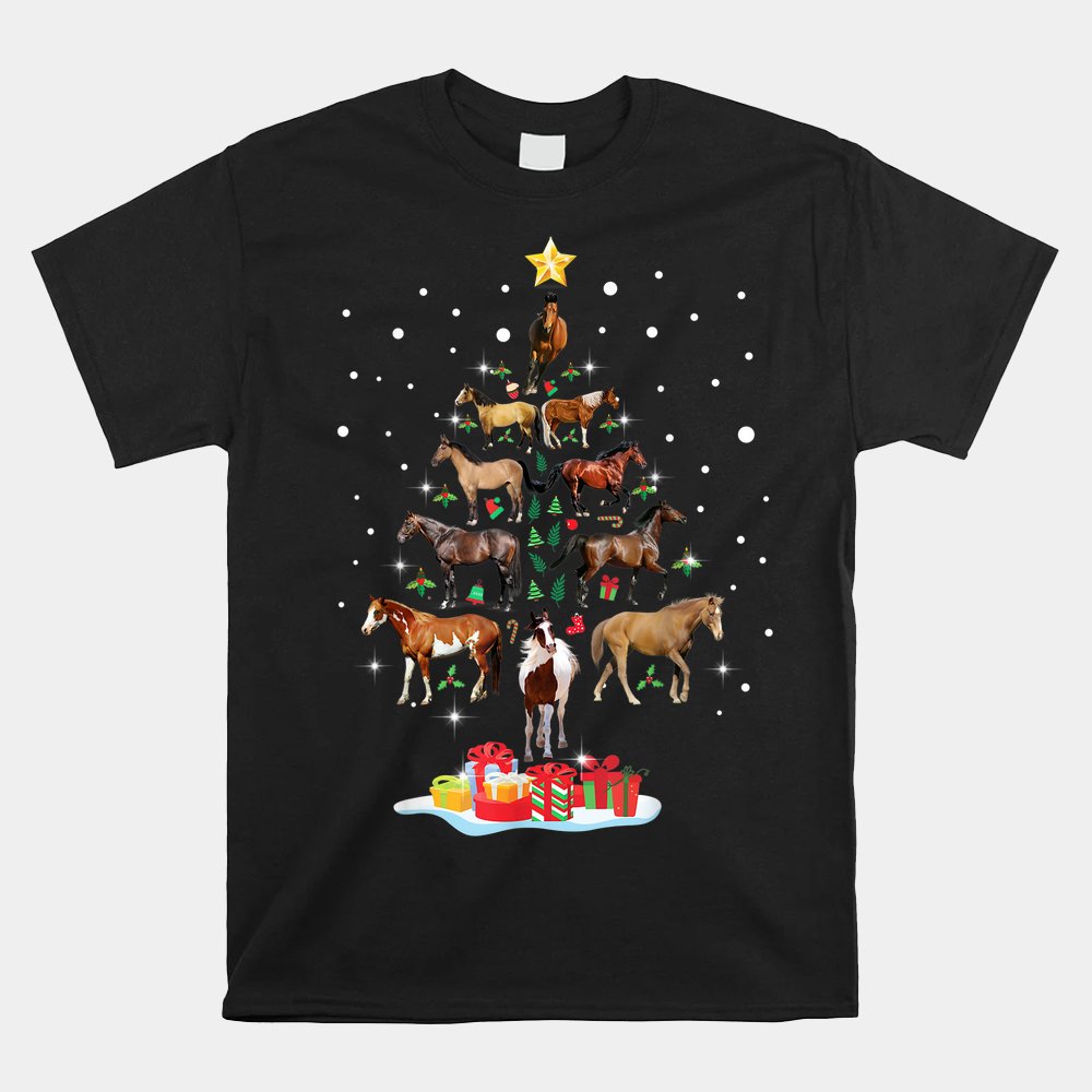 Horse Tree Christmas Horses Xmas Shirt Horse Tree Christmas Horses Xmas Shirt