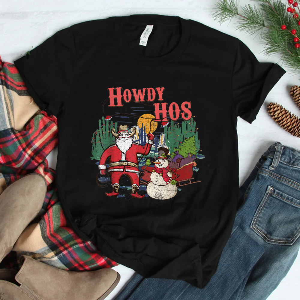 Howdy Hos Cowboy Santa Christmas Shirt Howdy Hos Cowboy Santa Christmas Shirt