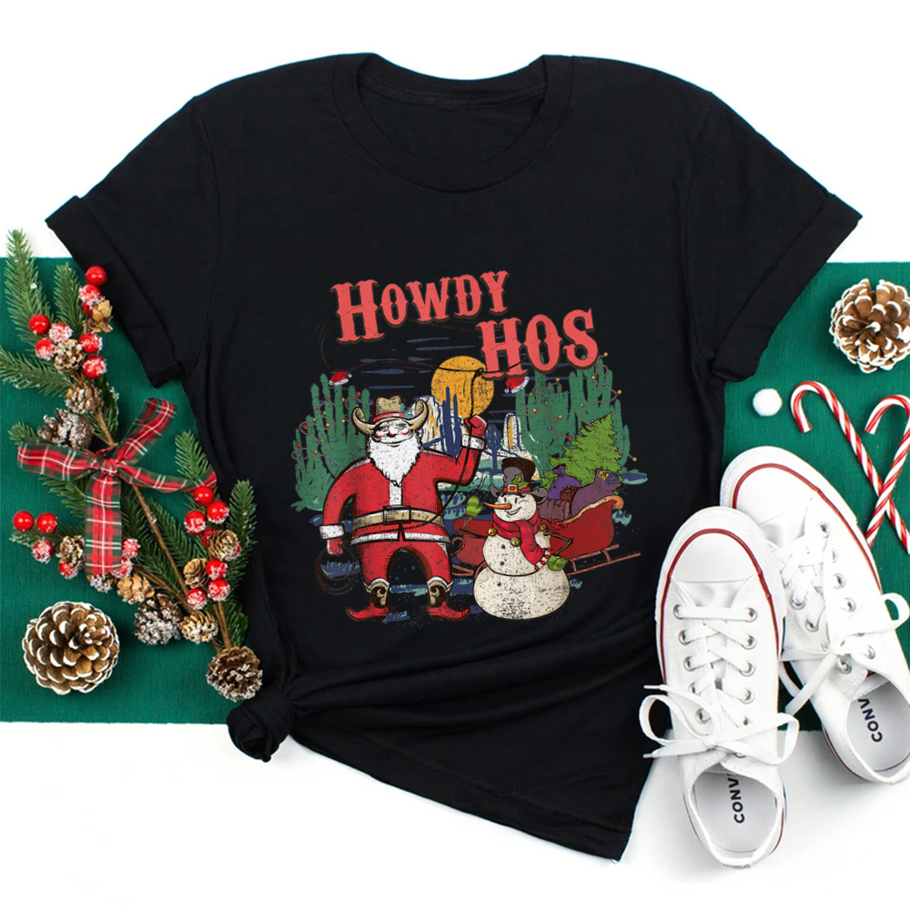 Howdy Hos Cowboy Santa Christmas Shirt Howdy Hos Cowboy Santa Christmas Shirt