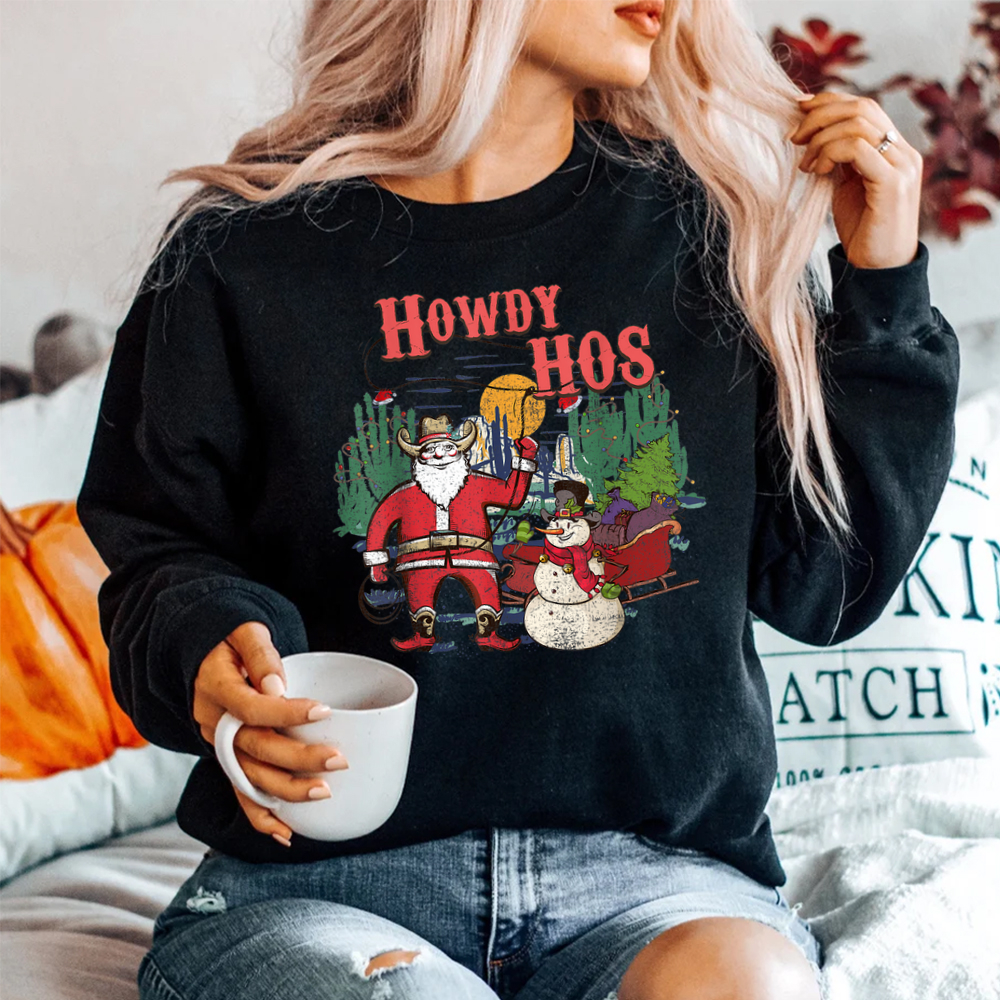 Howdy Hos Cowboy Santa Christmas Shirt Howdy Hos Cowboy Santa Christmas Shirt