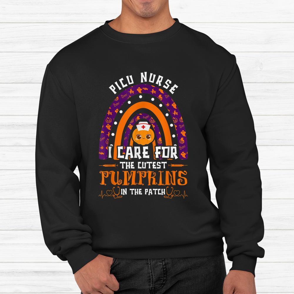I Care For The Cutest Pumpkins Rainbow Picu Nurse Halloween Shirt I Care For The Cutest Pumpkins Rainbow Picu Nurse Halloween Shirt