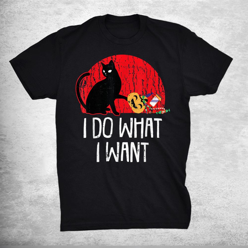 I Do What I Want Lazy Halloween Funny Cat Pumpkin Shirt I Do What I Want Lazy Halloween Funny Cat Pumpkin Shirt