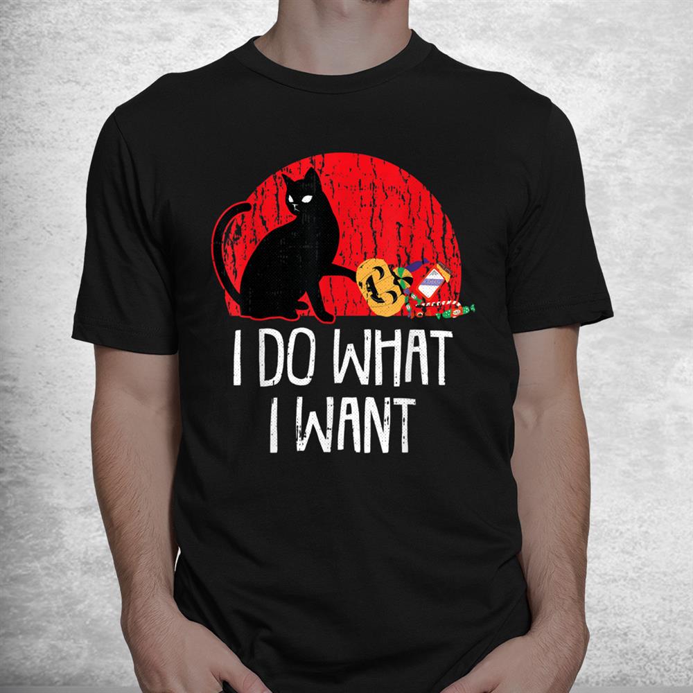 I Do What I Want Lazy Halloween Funny Cat Pumpkin Shirt I Do What I Want Lazy Halloween Funny Cat Pumpkin Shirt