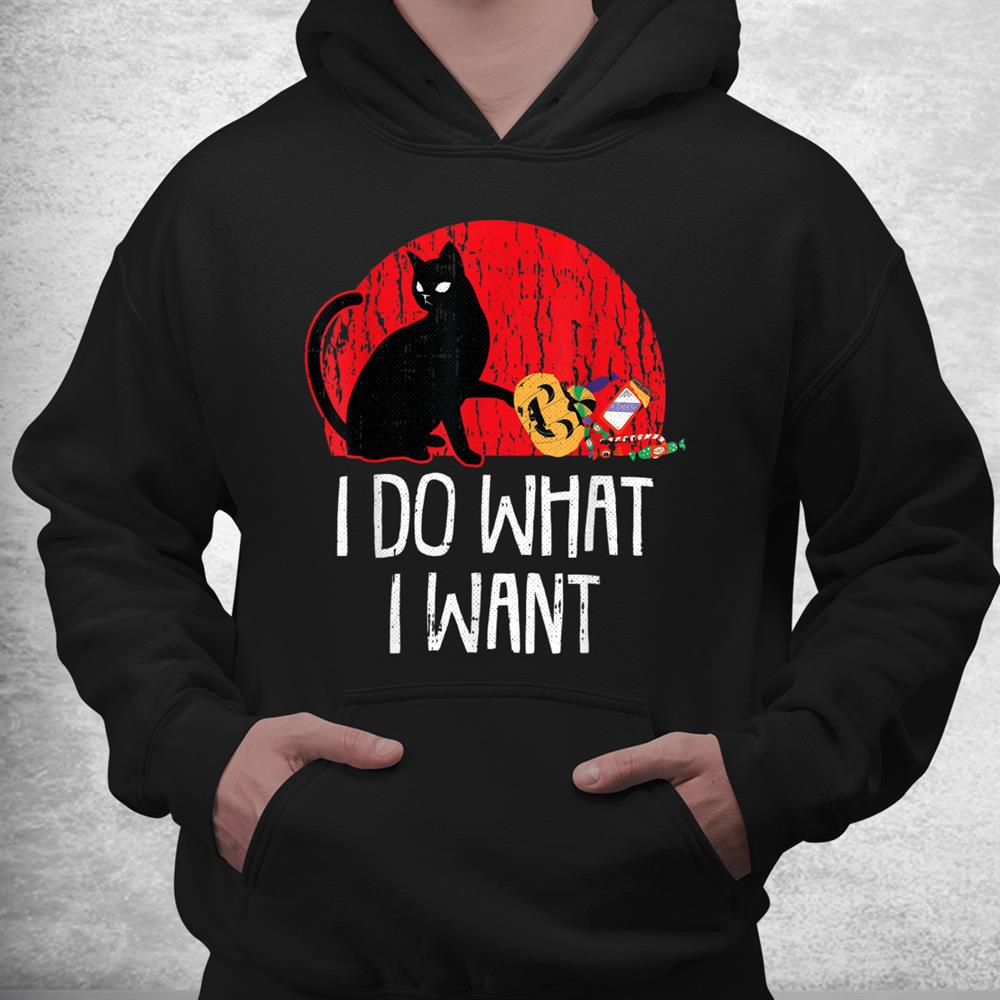 I Do What I Want Lazy Halloween Funny Cat Pumpkin Shirt I Do What I Want Lazy Halloween Funny Cat Pumpkin Shirt