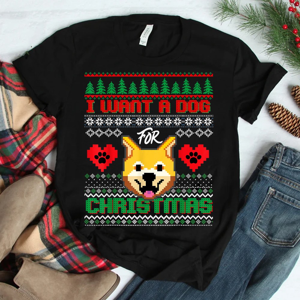 I Want A Dog For Christmas Cool Christmas Shirt I Want A Dog For Christmas Cool Christmas Shirt