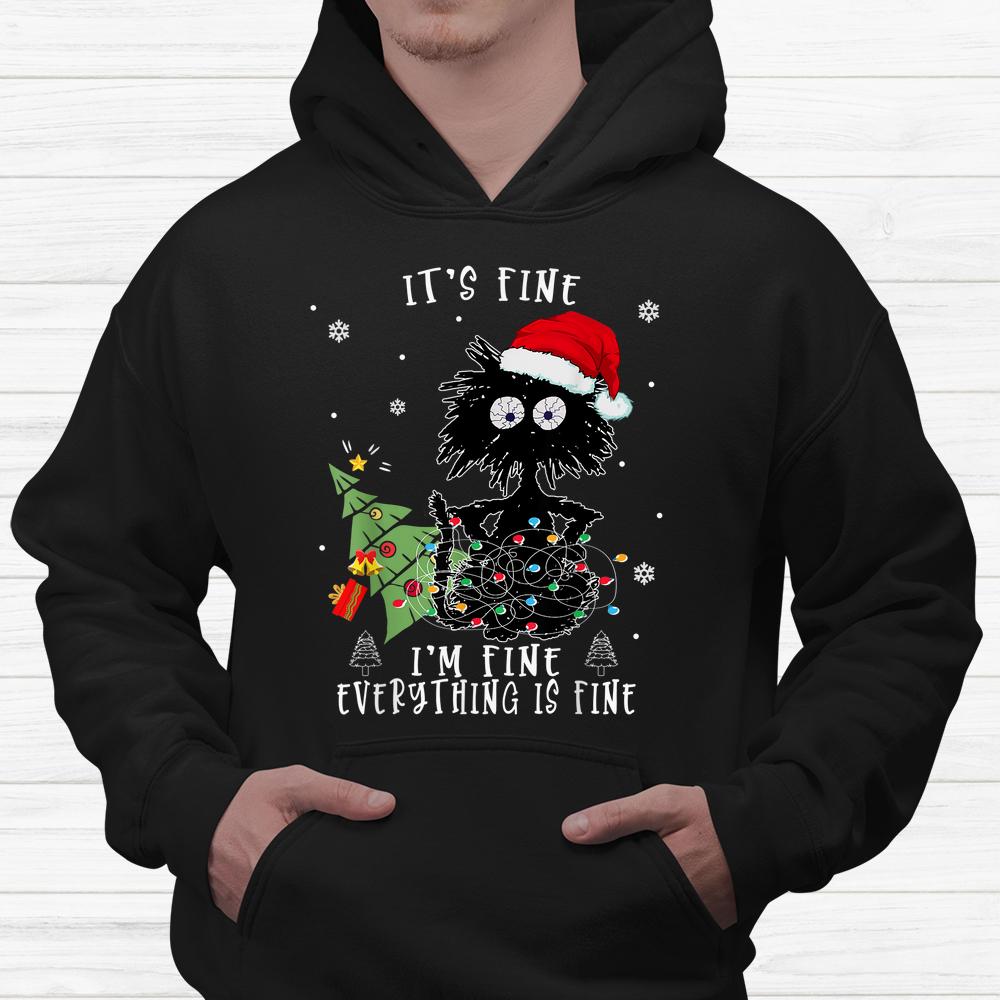 I’m Fine Everything Is Fine Black Cats Christmas Family Tree Shirt I’m Fine Everything Is Fine Black Cats Christmas Family Tree Shirt
