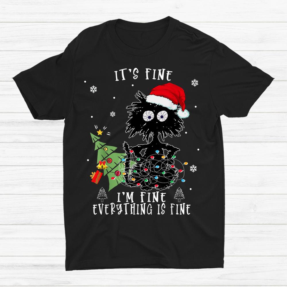 I’m Fine Everything Is Fine Black Cats Christmas Family Tree Shirt I’m Fine Everything Is Fine Black Cats Christmas Family Tree Shirt