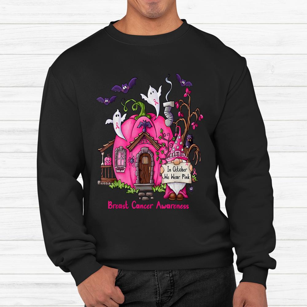 In October We Wear Pink Gnome Halloween Pumpkin Shirt In October We Wear Pink Gnome Halloween Pumpkin Shirt