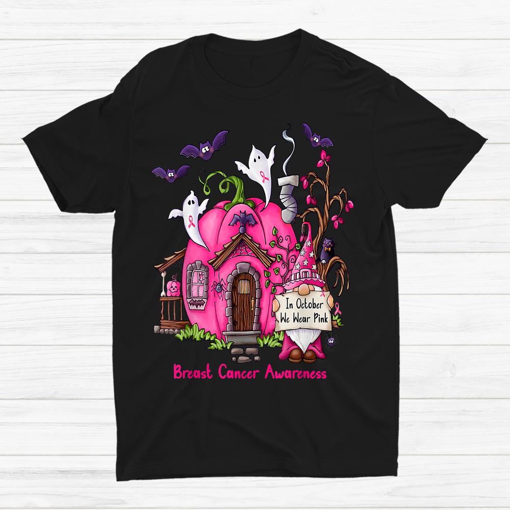 In October We Wear Pink Gnome Halloween Pumpkin Shirt In October We Wear Pink Gnome Halloween Pumpkin Shirt