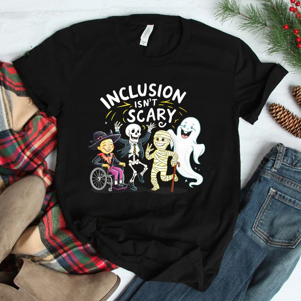 Inclusion Isn’t Scary Teacher Skeleton Ghost Cute Halloween Shirt Inclusion Isn’t Scary Teacher Skeleton Ghost Cute Halloween Shirt