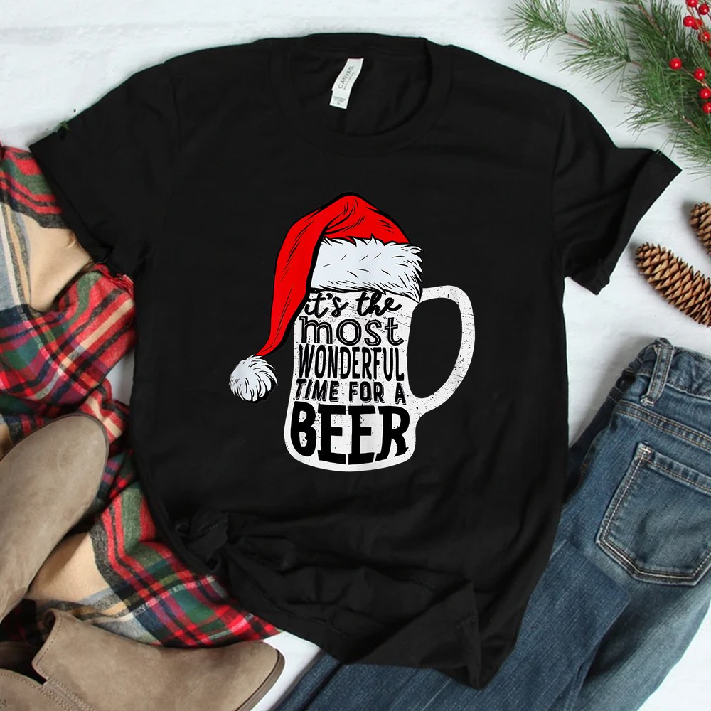 It’s The Most Wonderful Time For A Beer Santa Hat Christmas Shirt It’s The Most Wonderful Time For A Beer Santa Hat Christmas Shirt