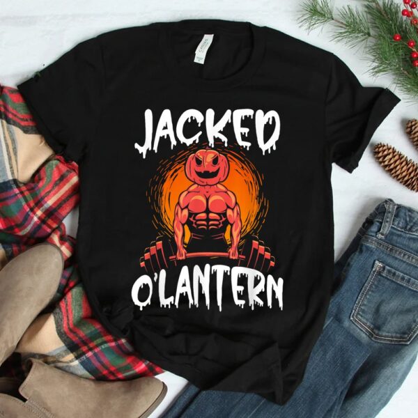 jacked o lantern halloween weightlifting muscle workout shirt 2