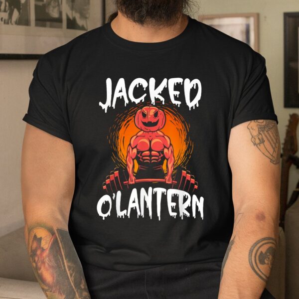 jacked o lantern halloween weightlifting muscle workout shirt 3