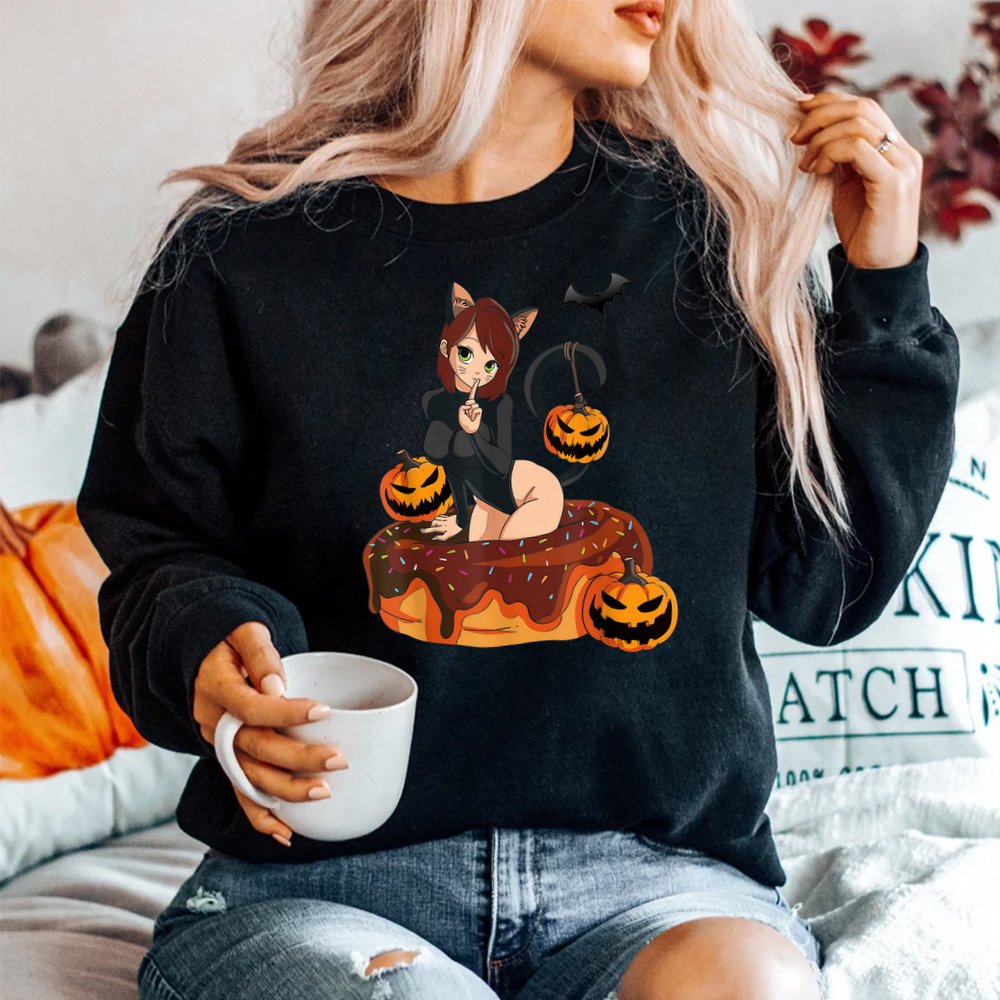 Kawaii Anime Halloween Black Cat Shirt Kawaii Anime Halloween Black Cat Shirt