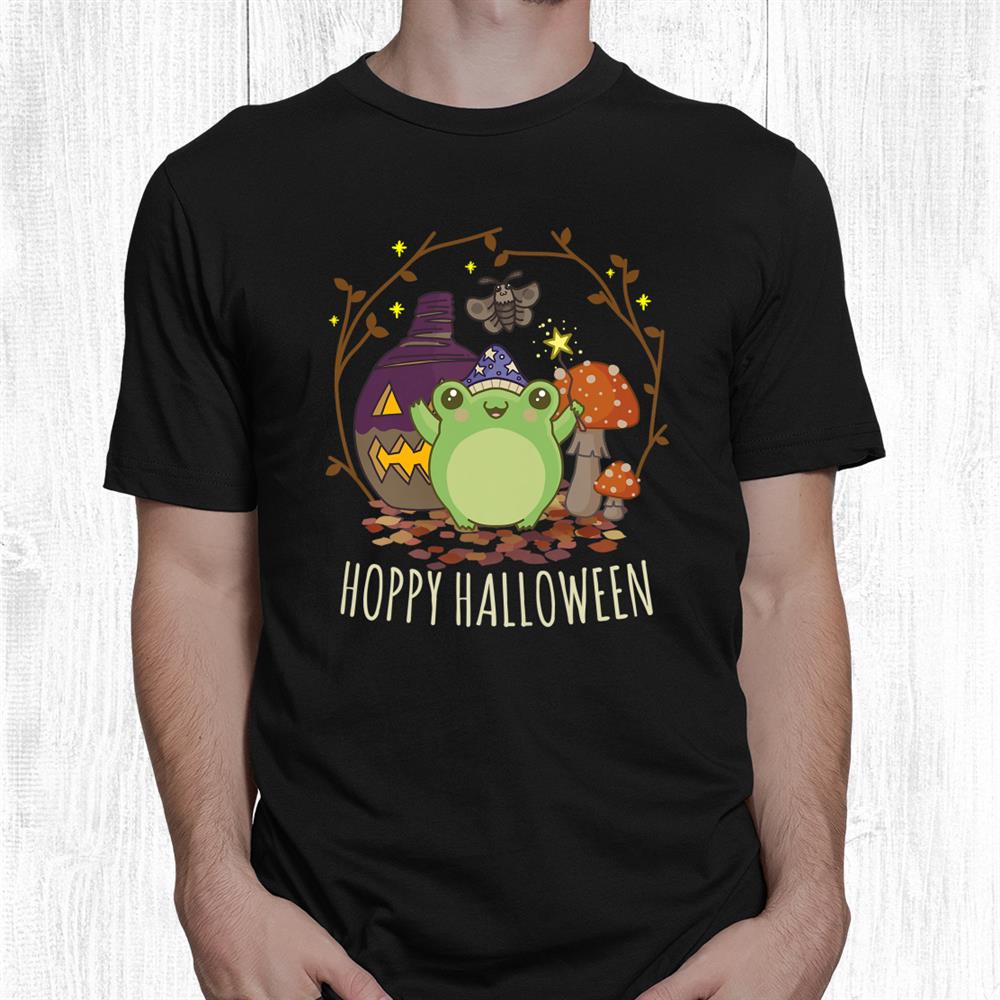 Kawaii Cottagecore Aesthetic Frog Fungi Cute Hoppy Halloween Shirt