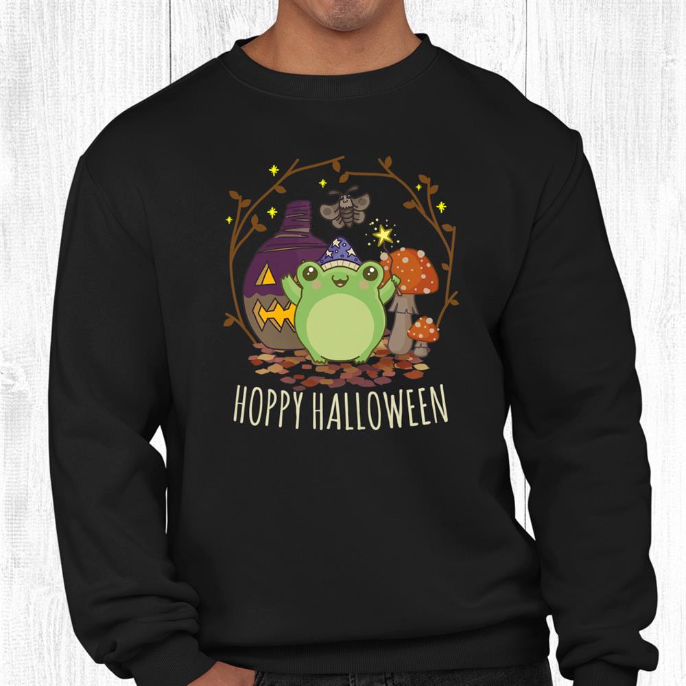 Kawaii Cottagecore Aesthetic Frog Fungi Cute Hoppy Halloween Shirt