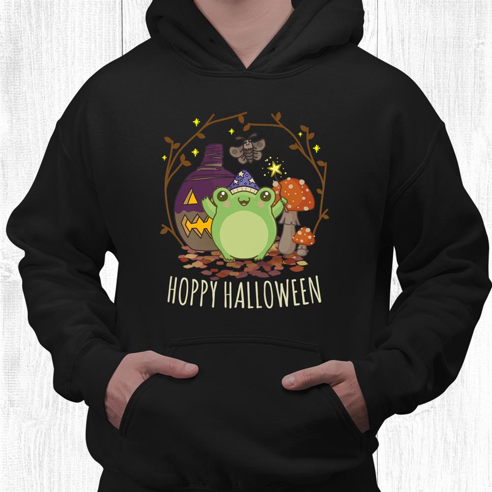 Kawaii Cottagecore Aesthetic Frog Fungi Cute Hoppy Halloween Shirt