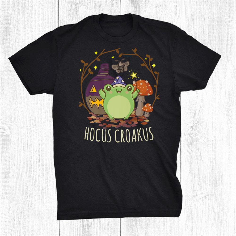 Kawaii Cottagecore Aesthetic Frog Hocus Croakus Halloween Shirt Kawaii Cottagecore Aesthetic Frog Hocus Croakus Halloween Shirt