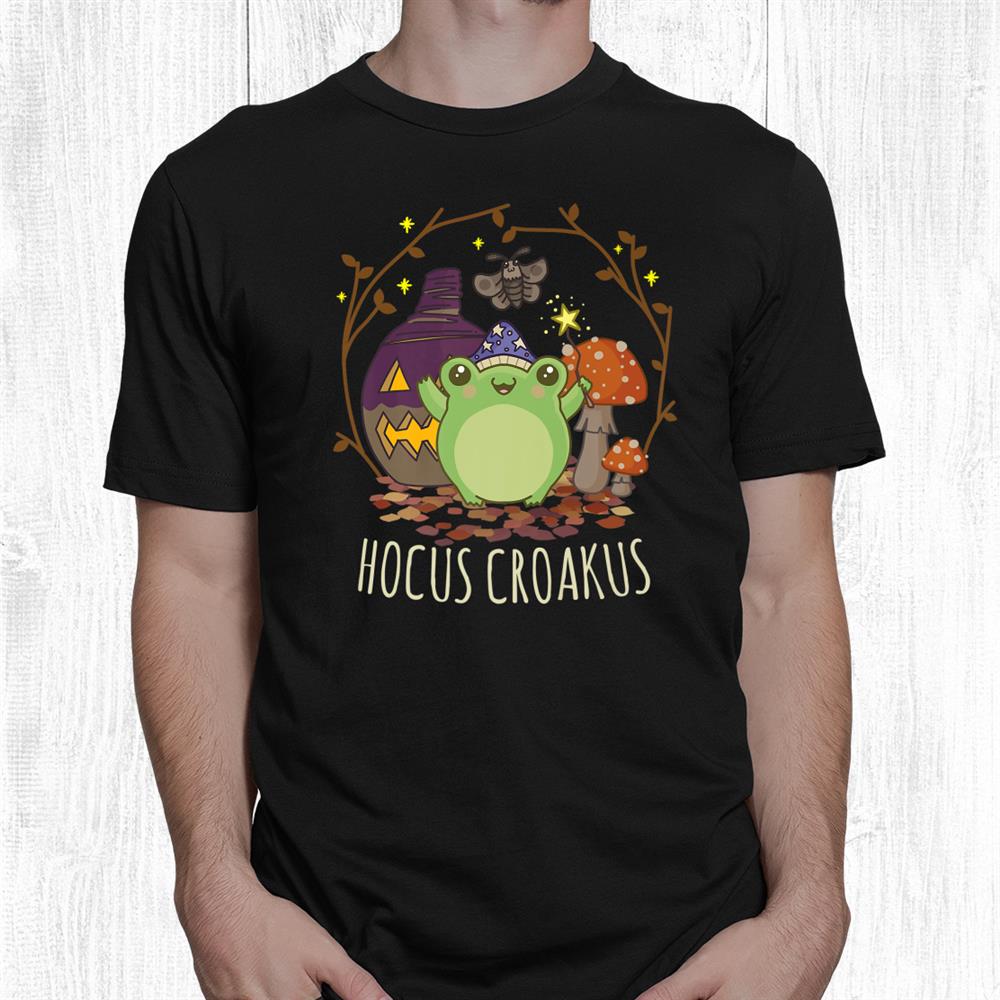 Kawaii Cottagecore Aesthetic Frog Hocus Croakus Halloween Shirt Kawaii Cottagecore Aesthetic Frog Hocus Croakus Halloween Shirt