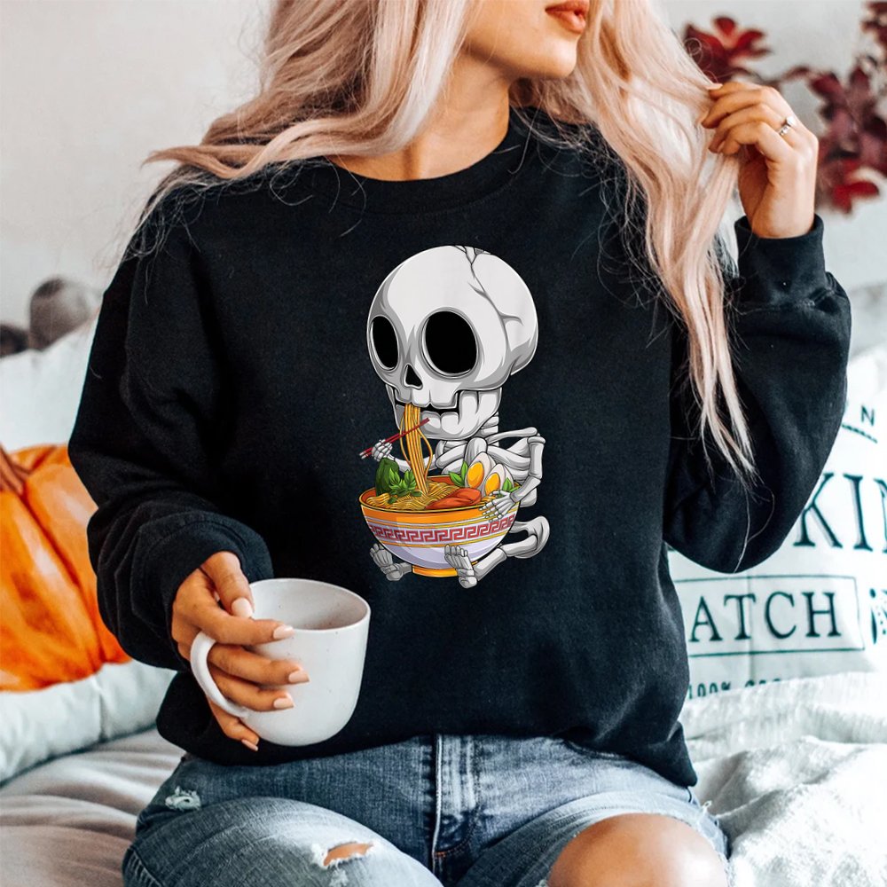 Kawaii Japanese Anime Skeleton Halloween Ramen Shirt Kawaii Japanese Anime Skeleton Halloween Ramen Shirt