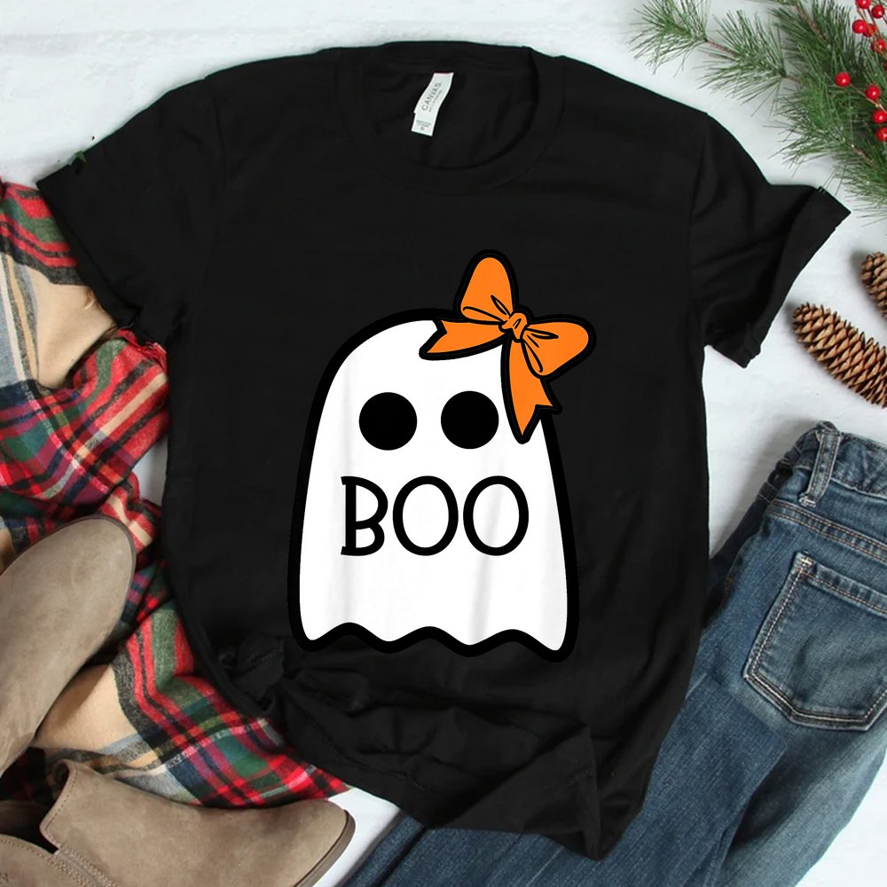Kids Boo With Bow For Toddler Girl Ghost Halloween Shirt Kids Boo With Bow For Toddler Girl Ghost Halloween Shirt