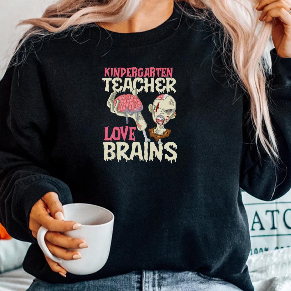 Kindergarten Teachers Love Brains Halloween Shirt Kindergarten Teachers Love Brains Halloween Shirt