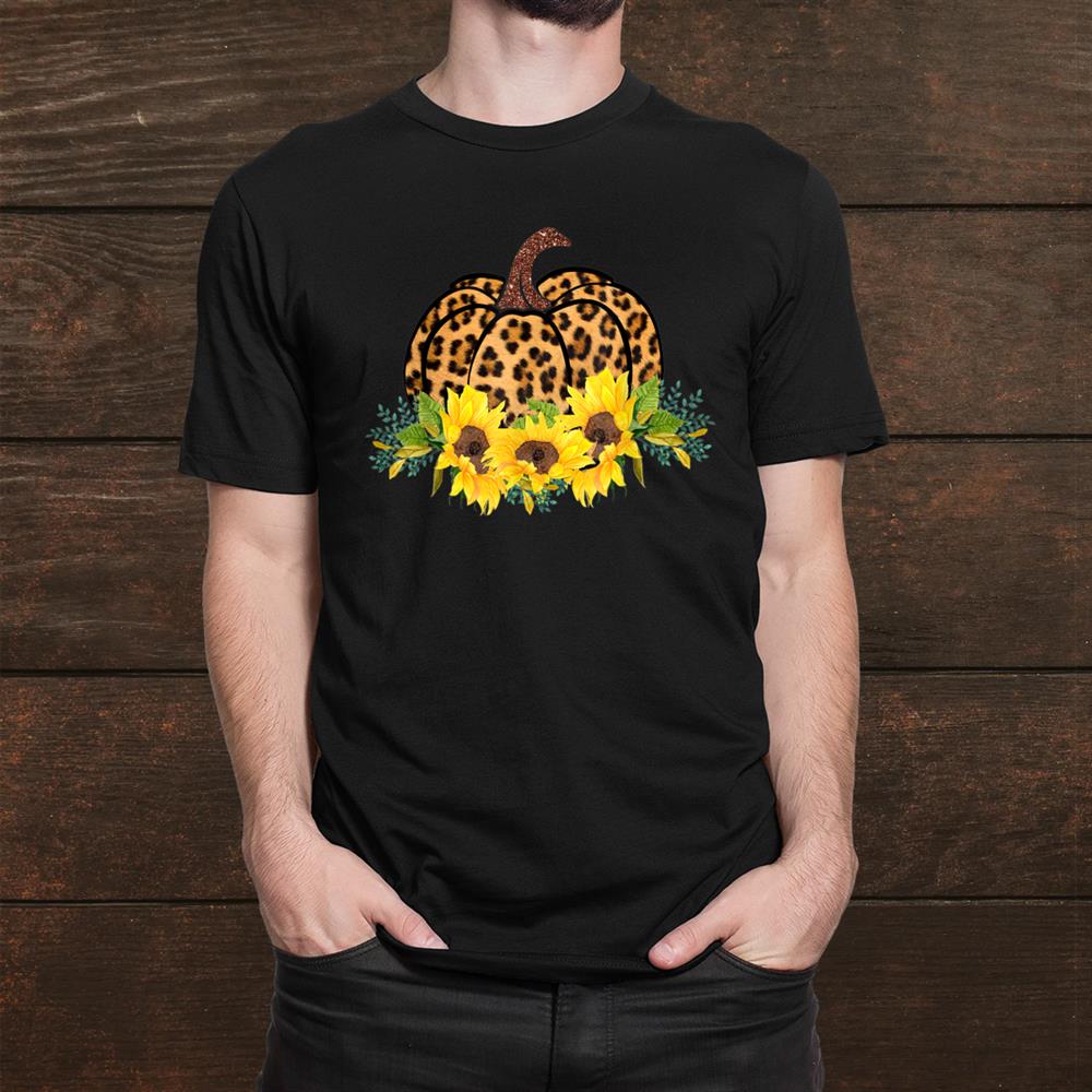 Leopard Pumpkin With Sunflower Halloween Thanksgiving Shirt Leopard Pumpkin With Sunflower Halloween Thanksgiving Shirt