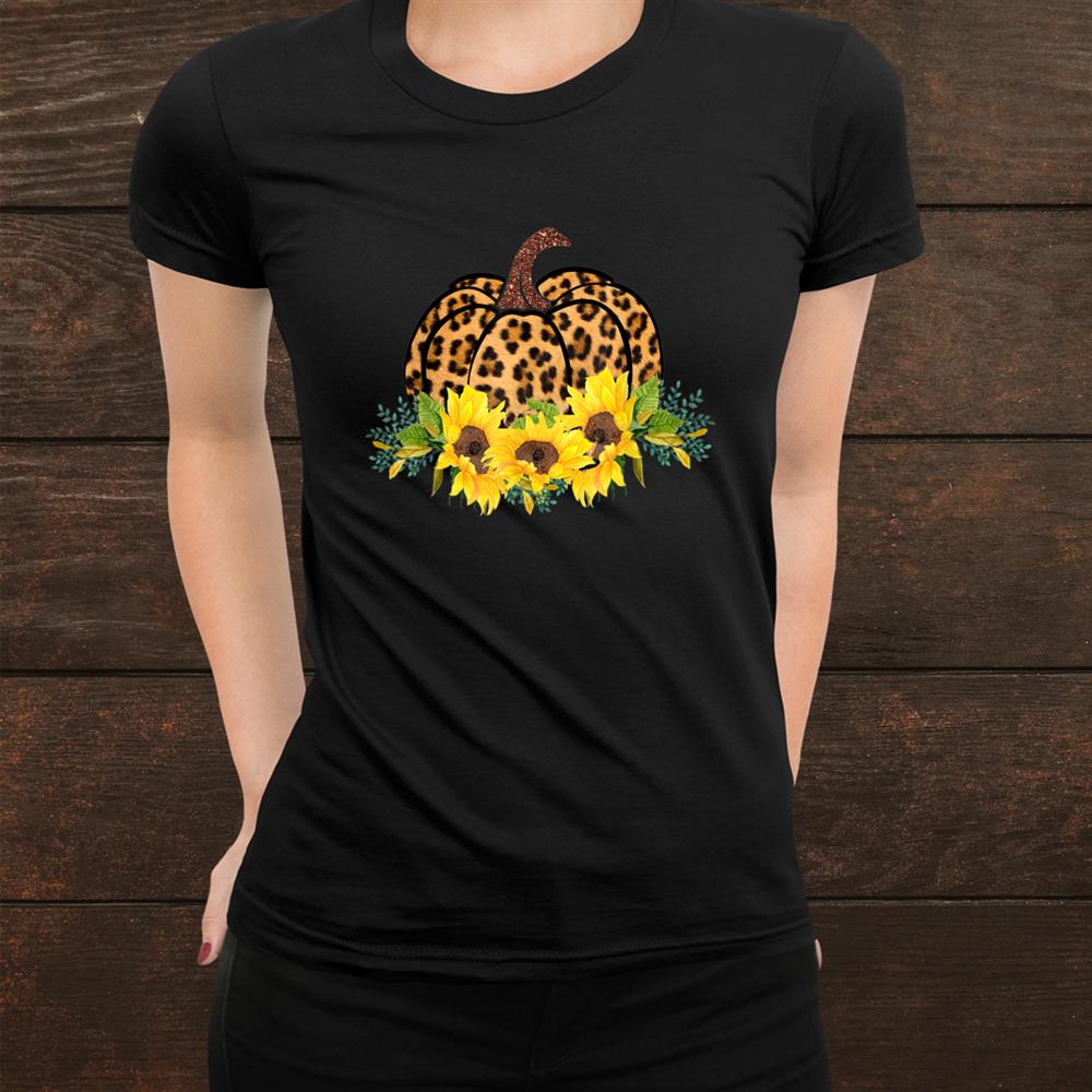Leopard Pumpkin With Sunflower Halloween Thanksgiving Shirt Leopard Pumpkin With Sunflower Halloween Thanksgiving Shirt