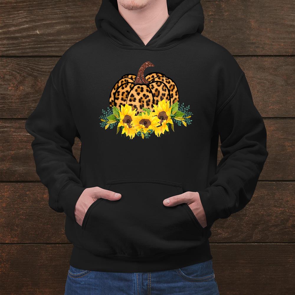 Leopard Pumpkin With Sunflower Halloween Thanksgiving Shirt Leopard Pumpkin With Sunflower Halloween Thanksgiving Shirt