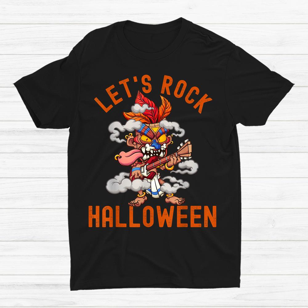 Lets Rock Halloween Rocking Tiki Guitar Scary Shirt Lets Rock Halloween Rocking Tiki Guitar Scary Shirt