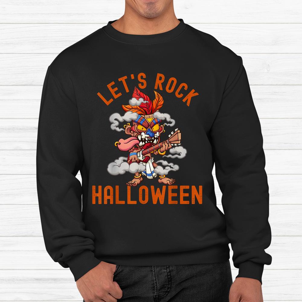 Lets Rock Halloween Rocking Tiki Guitar Scary Shirt Lets Rock Halloween Rocking Tiki Guitar Scary Shirt
