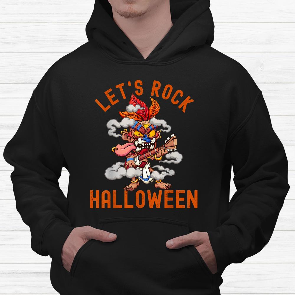 Lets Rock Halloween Rocking Tiki Guitar Scary Shirt Lets Rock Halloween Rocking Tiki Guitar Scary Shirt