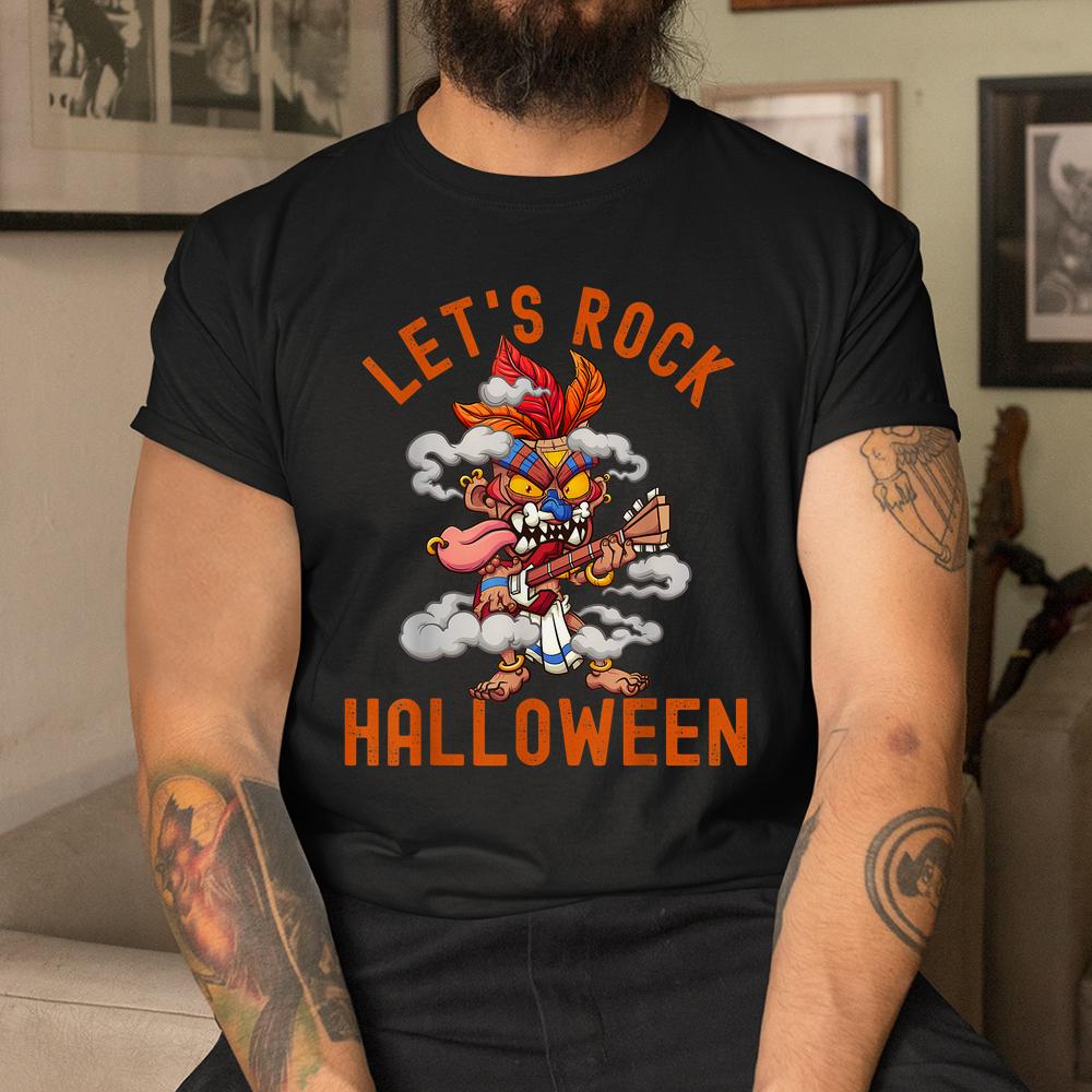 Lets Rock Halloween Rocking Tiki Guitar Scary Shirt Lets Rock Halloween Rocking Tiki Guitar Scary Shirt