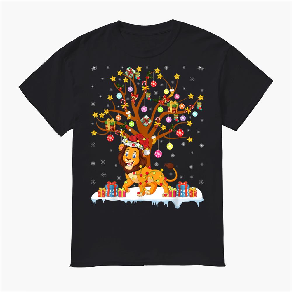 Lion Lighting Xmas Tree Gift Lion Christmas Tree Shirt Lion Lighting Xmas Tree Gift Lion Christmas Tree Shirt