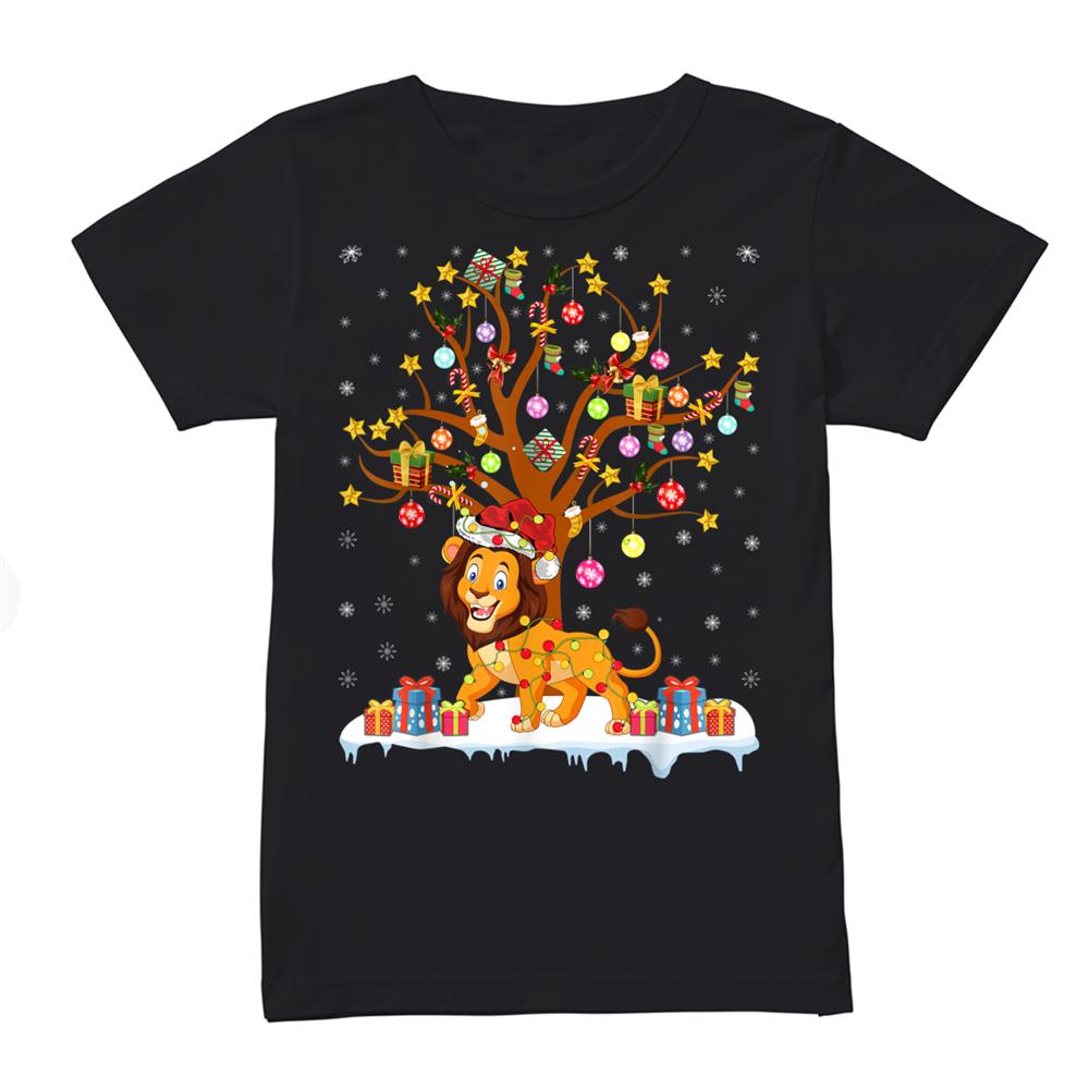 Lion Lighting Xmas Tree Gift Lion Christmas Tree Shirt Lion Lighting Xmas Tree Gift Lion Christmas Tree Shirt