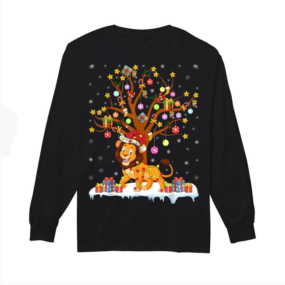 Lion Lighting Xmas Tree Gift Lion Christmas Tree Shirt Lion Lighting Xmas Tree Gift Lion Christmas Tree Shirt