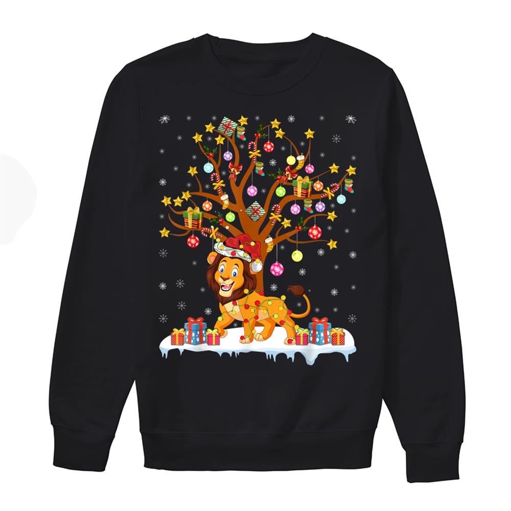Lion Lighting Xmas Tree Gift Lion Christmas Tree Shirt Lion Lighting Xmas Tree Gift Lion Christmas Tree Shirt