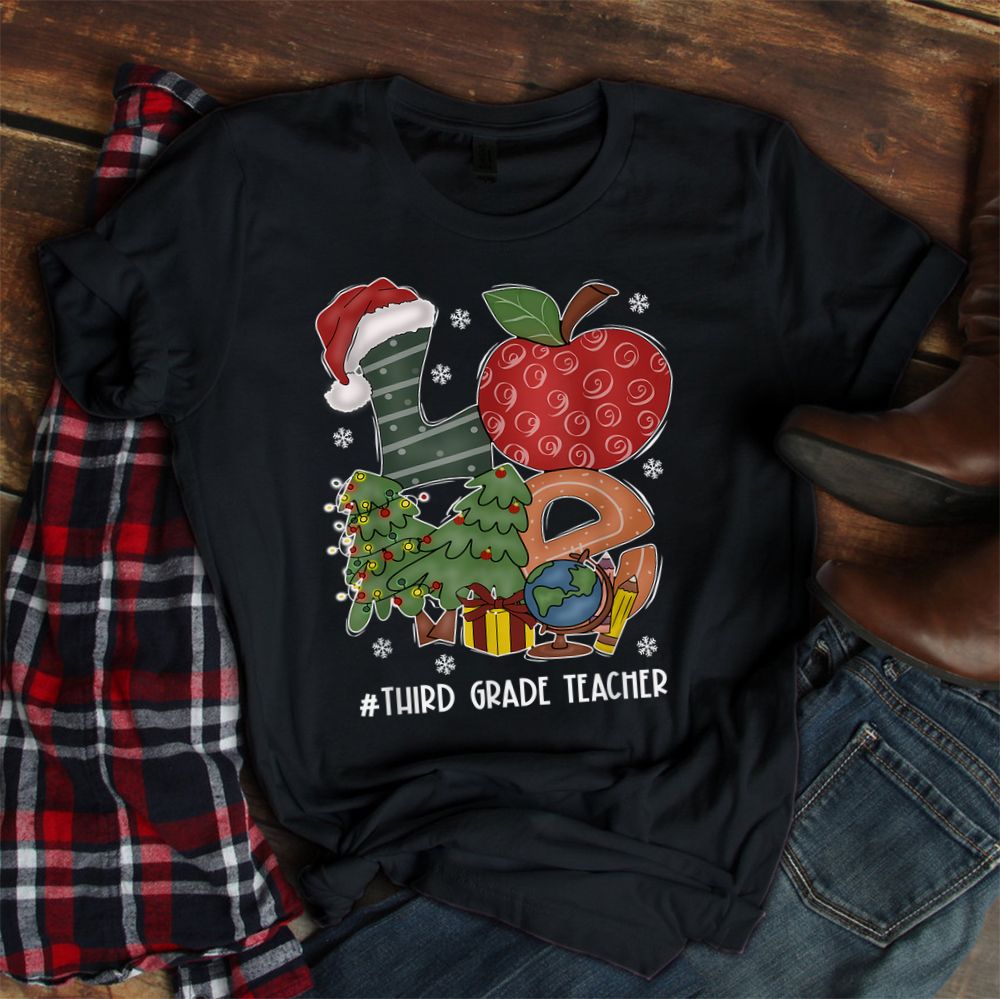 Love Third Grade Teacher Christmas Matching Pajamas Shirt Love Third Grade Teacher Christmas Matching Pajamas Shirt