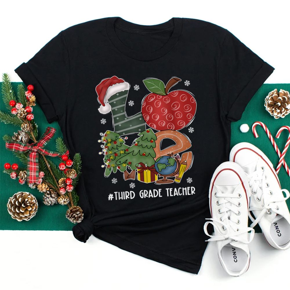 Love Third Grade Teacher Christmas Matching Pajamas Shirt Love Third Grade Teacher Christmas Matching Pajamas Shirt