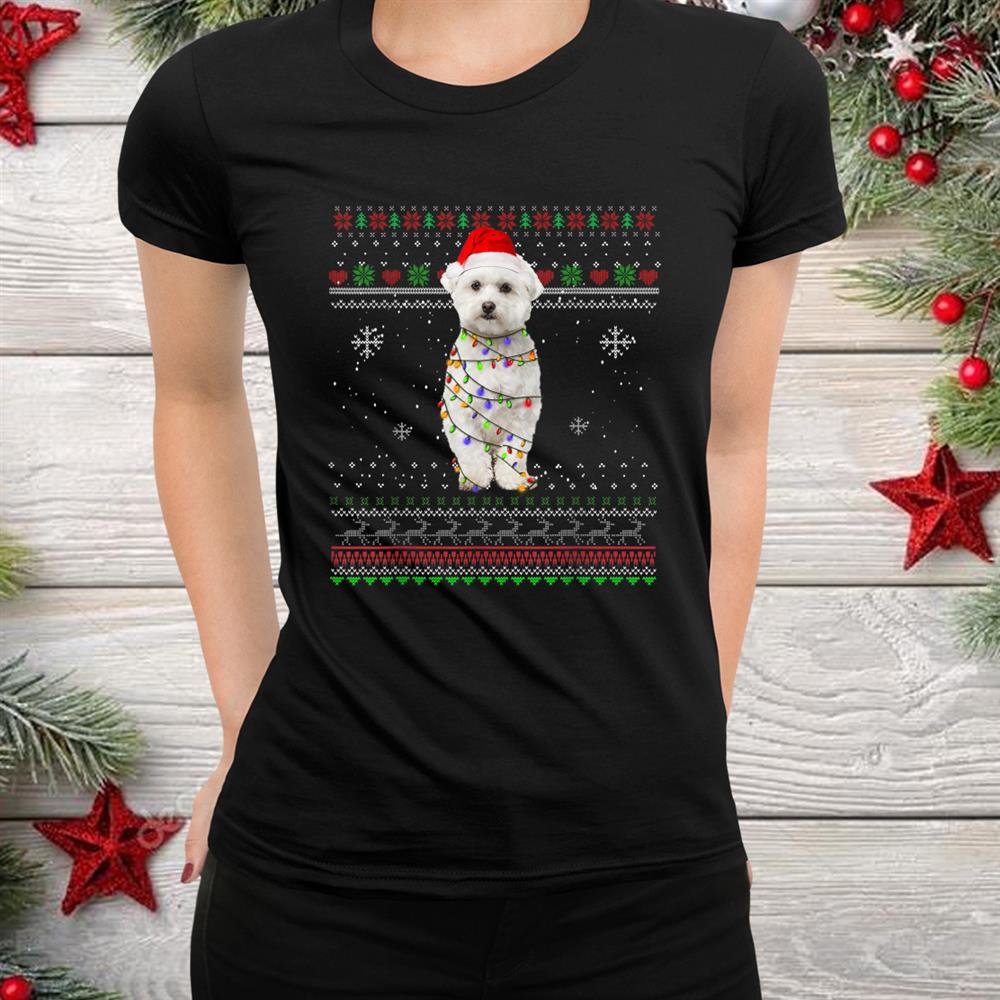 Maltese Lights Funny Christmas Shirt Maltese Lights Funny Christmas Shirt