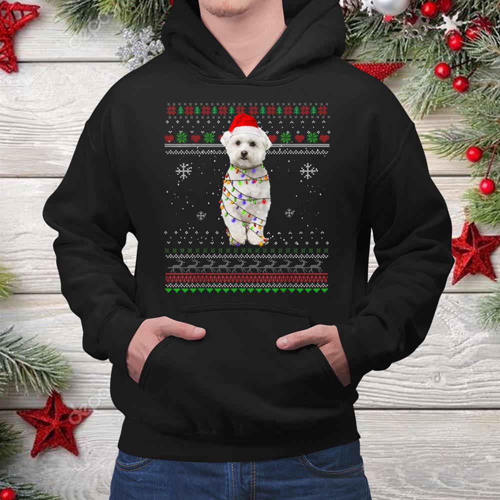 Maltese Lights Funny Christmas Shirt Maltese Lights Funny Christmas Shirt