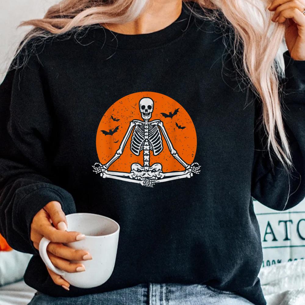 Meditating Skeleton Lotus Yoga Zen Balance Halloween Shirt Meditating Skeleton Lotus Yoga Zen Balance Halloween Shirt