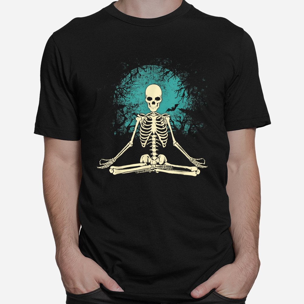 Meditating Skeleton Yoga Halloween Moon Shirt 10 meditating skeleton yoga halloween moon shirt 1 1