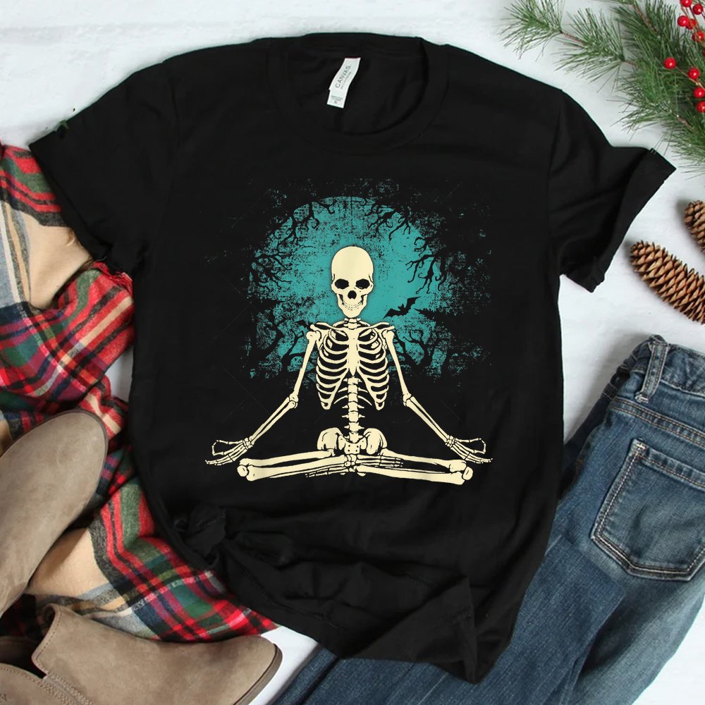 Meditating Skeleton Yoga Halloween Moon Shirt Meditating Skeleton Yoga Halloween Moon Shirt