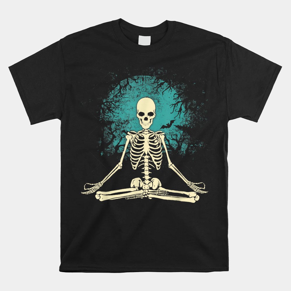 Meditating Skeleton Yoga Halloween Moon Shirt Meditating Skeleton Yoga Halloween Moon Shirt