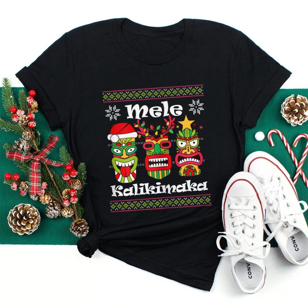Mele Kalikimaka Christmas Hawaiian Santa Tiki Shirt Mele Kalikimaka Christmas Hawaiian Santa Tiki Shirt